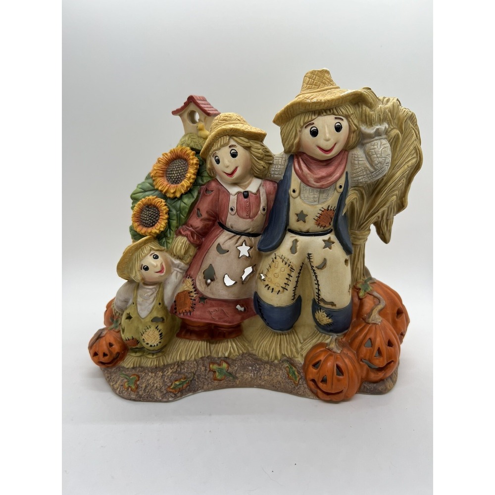 PartyLite Scarecrow Pumpkin Tealight Candle Holder Fall‎ Harvest Halloween Decor